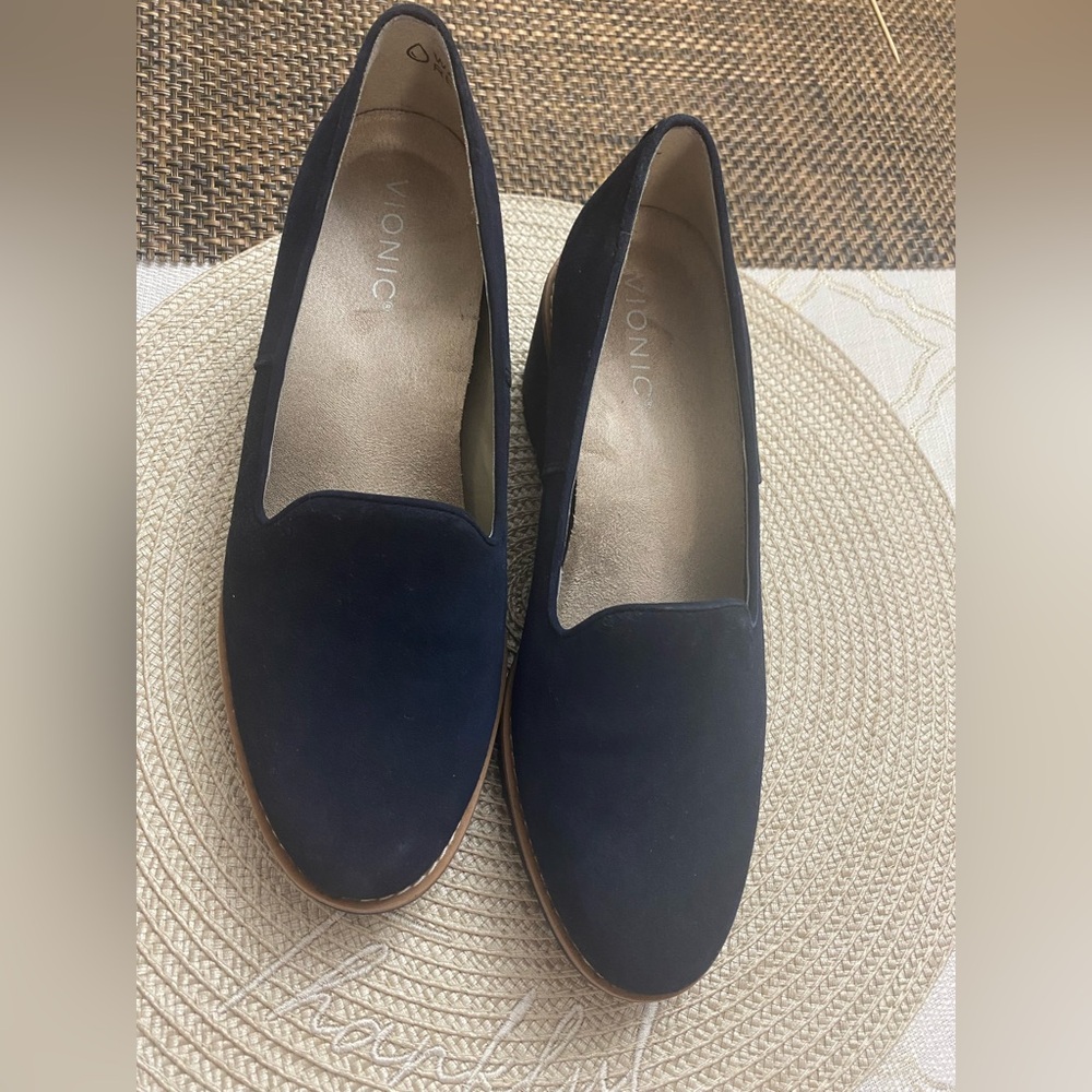 Vionic Navy Suede Slip-On Loafers